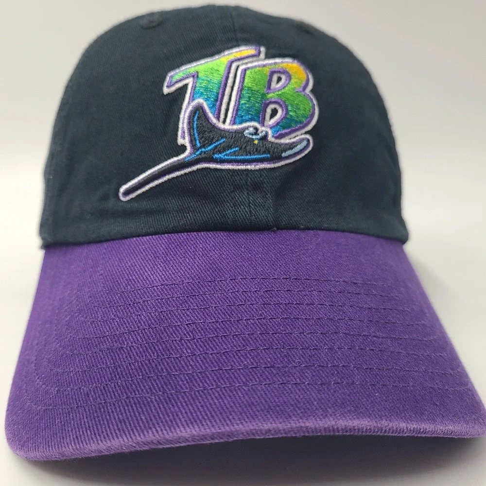 Tampa Bay Devil Rays Hat Strapback 47 Brand Clean Up Black Purple Cooperstown